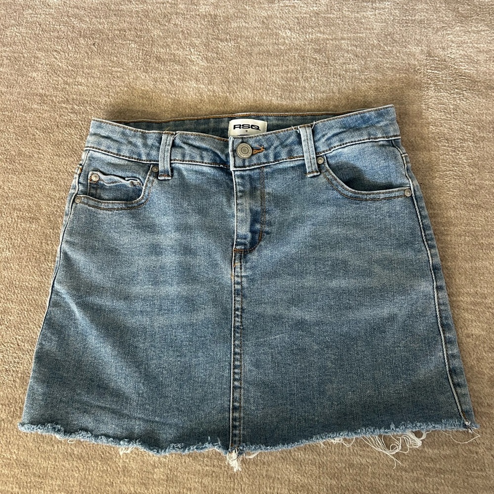 RSQ Girls Blue Denim frayed Mini Skirt